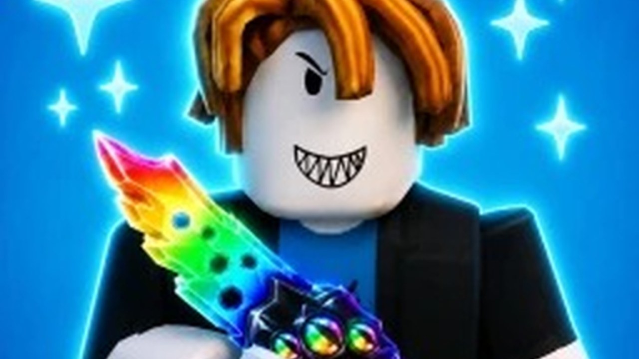 Roblox avatar holding a rainbow chroma knife in ALL CHROMAS GAME